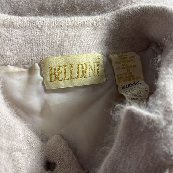 RARE BELLDINI Fluffy Fuzzy Vintage Angora Light Pink Cardigan Sweater Sz M Flaw - Picture 13 of 14